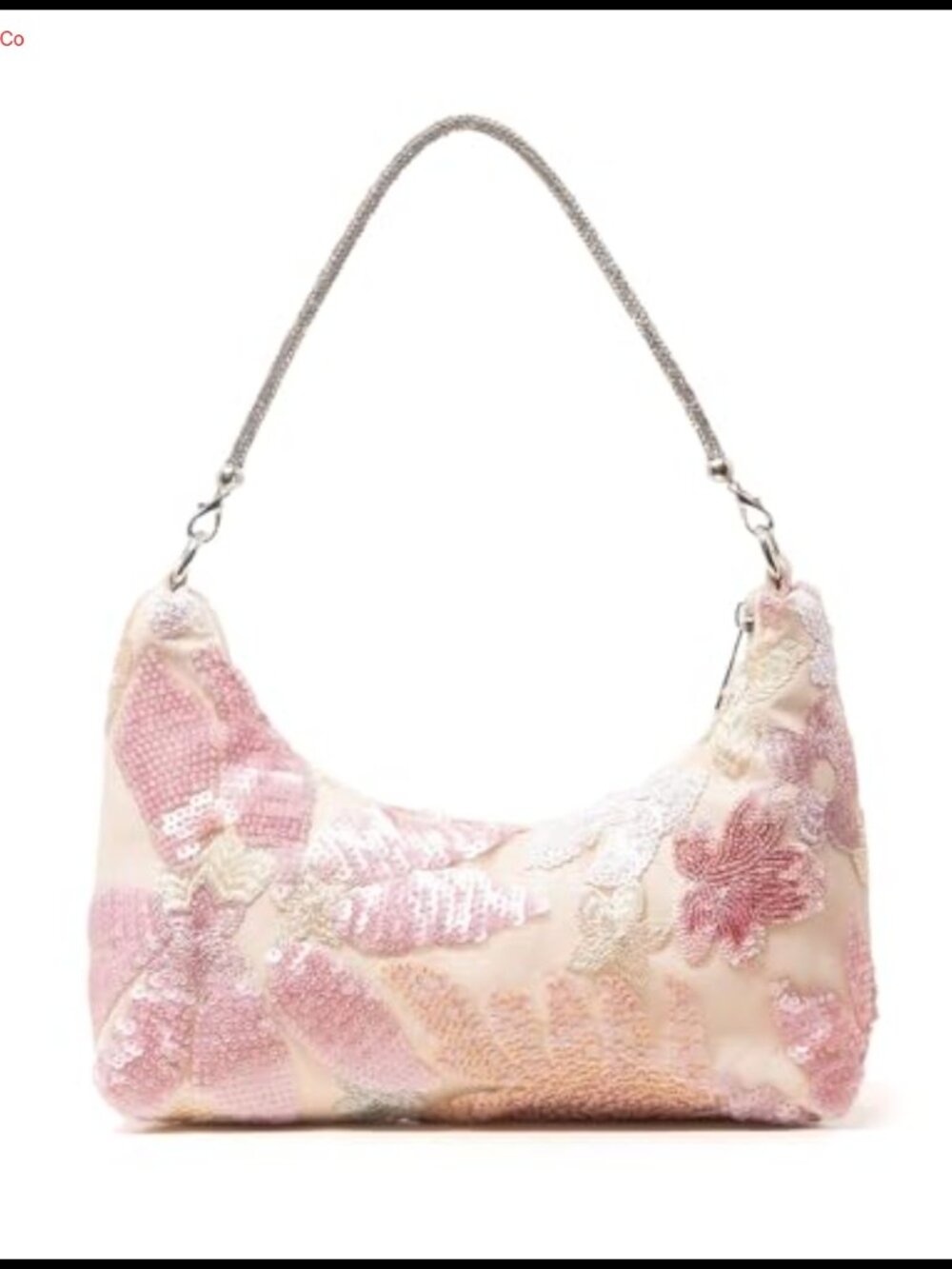 Sequin Floral Embroidered Evening Bag Clutch with Detachable Chain